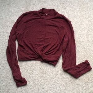Maroon crop top long sleeve